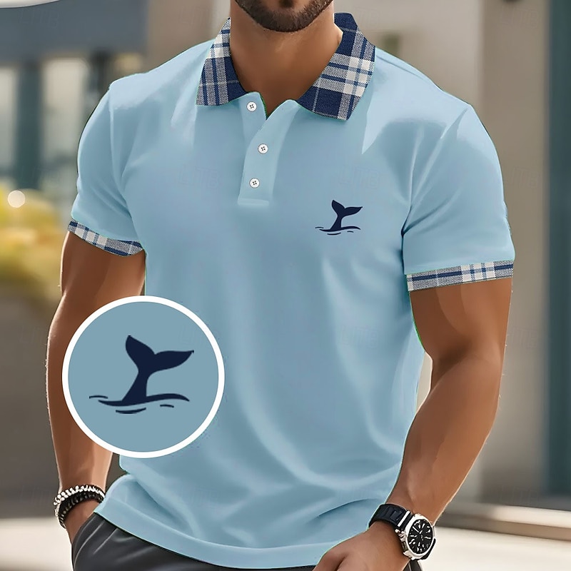 Men's Graphic Polo Short Sleeve Polo Shirts Collared Shirts Casual School Outdoor Athleisure Daily Wear 3D Print Summer Black White Blue