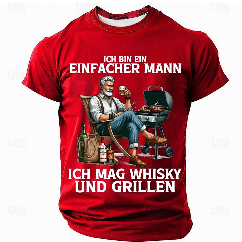 Men's Funny Barbecue T Shirt Short Sleeve T shirt 3D Print Crew Neck Shirt Fashion Daily Casual Street Casual Daily Black Red Blue Summer Spring All Seasons Clothing Apparel S M L XL XXL XXXL 4XL4