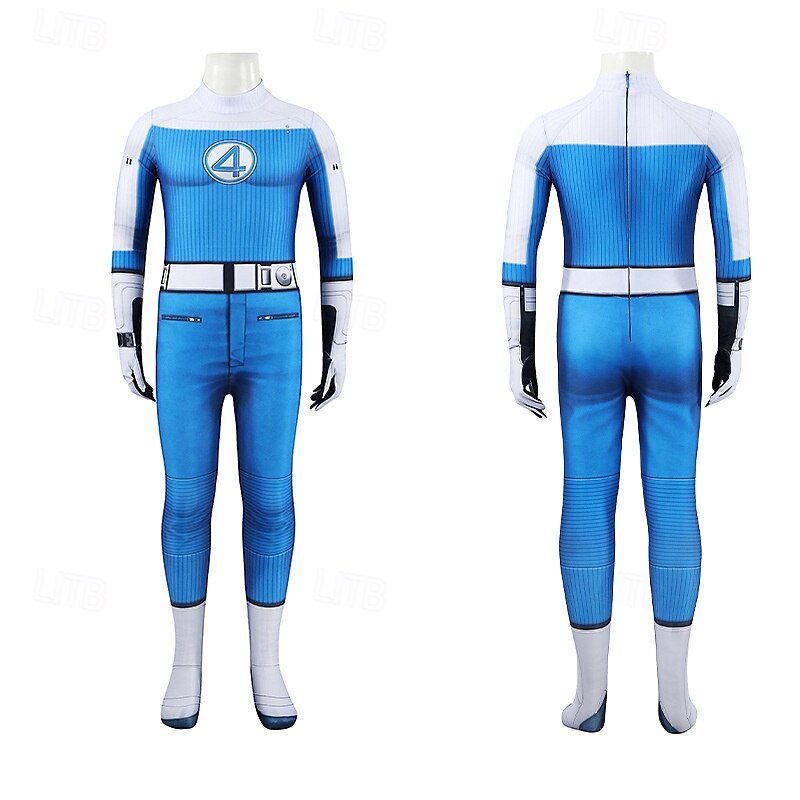 The Fantastic Four: First Steps Superhero Mister Fantastic Group Costume Jumpsuit Bodysuits Carnival Costume Dress Up Movie Cosplay for Boys Girls' Kid's Halloween Carnival Performance Party Comic Con3