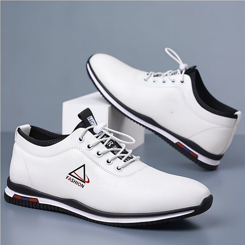 Men's White and Black Lace-Up Sneakers – Trendy Sports Shoes for Active Lifestyles and Casual Wear2
