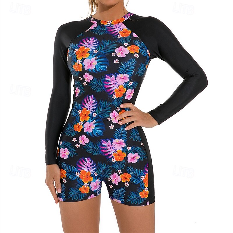 Women's Rash Guard One Piece Swimsuit UV Sun Protection UPF50+ Lightweight Long Sleeve Spandex Swimwear Bathing Suit Swimming Surfing Beach Water Sports Summer Spring Autumn4