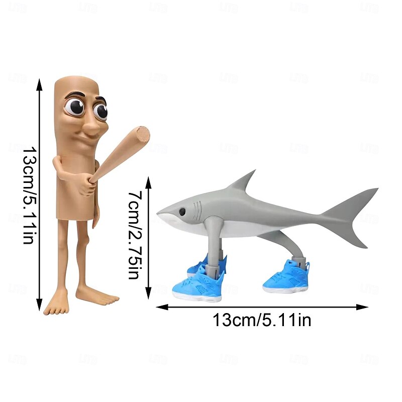 Tung Tung Sahur 3D Print Figure,5.11x2.75" - Tralalero Tralala,Tung Tung Sahur Desk Accessorise,Collectable Toys,Decorative Figurine Details for Fans Room Decor3
