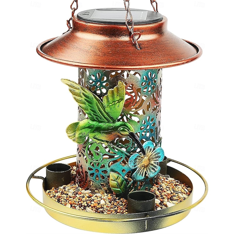 1 Pc Outdoor Solar Bird Feeder Light, Metal Hollow Out Light, Courtyard Garden Balcony Landscape Light, Decorative Light, Bird Lover Gift