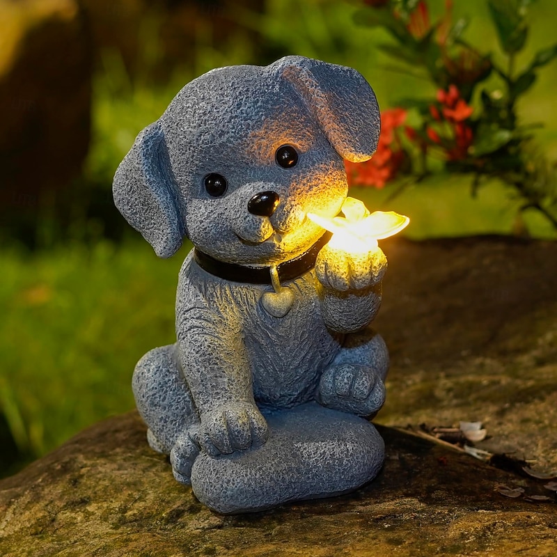 1 Pc Outdoor Solar Dog Decorative Light Courtyard Garden Park Lawn Path Luminous Cute Dog Landscape Light Gift Ornament Light