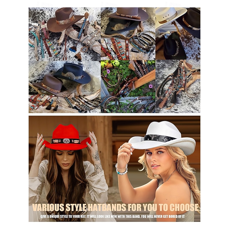 Western style hat decoration band - cow head, leather and feather decoration for cowboy and cowgirl style, perfect for festivals, rodeos and outdoor events2