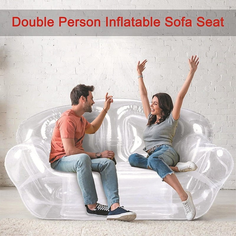 1pc Inflatable Sofa for 2 for Camping and Outdoor Relaxation - Portable Air Lounge with Pump, Foldable Camping Mattress Lunch Break Lounge Bench, Lightweight and Easy to Carry for Patio, Lawn or Backy2