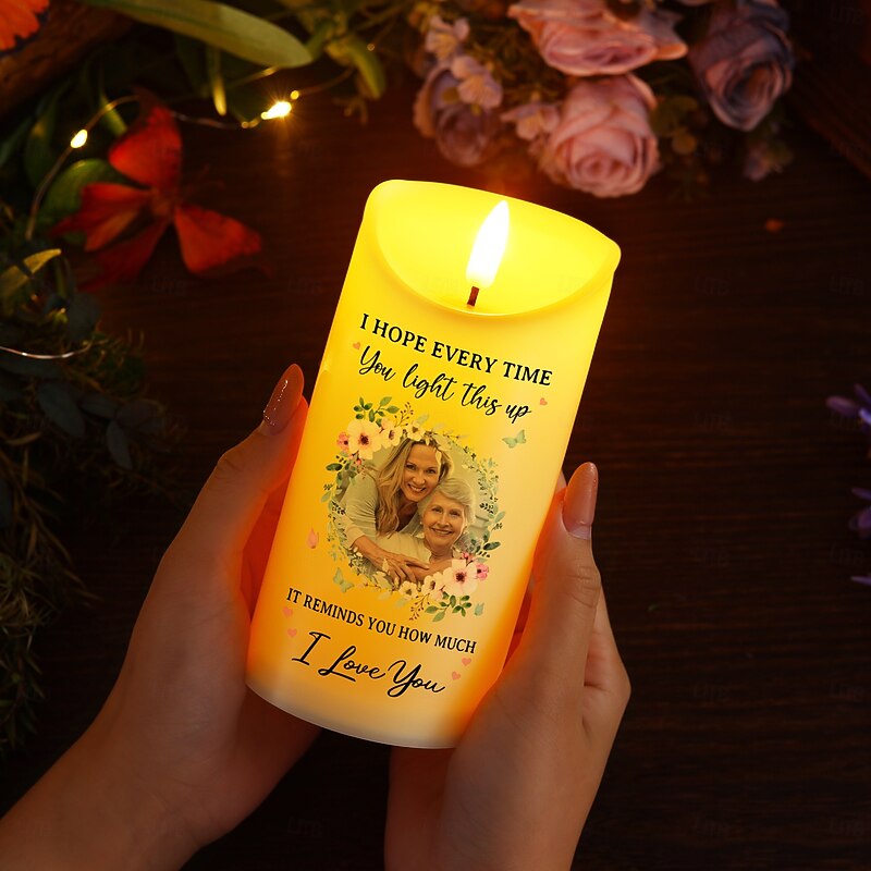 Personalized Photo LED Candle, Custom Memorial Gift, Elegant and Simple Tribute Decoration, Perfect for Honoring Loved Ones or Special Occasions3