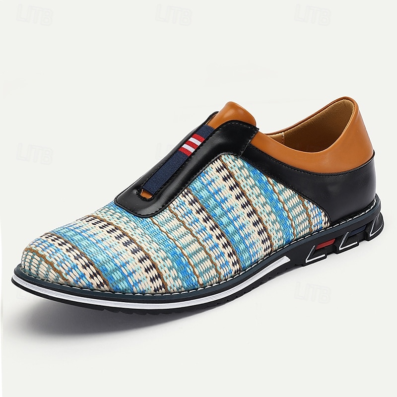 Men's Blue Nylon Woven Faux Leather Sneakers – Comfortable Slip-On Design with Faux Leather Details, Ideal for Casual Outings, Everyday Wear and Weekend Getaways3