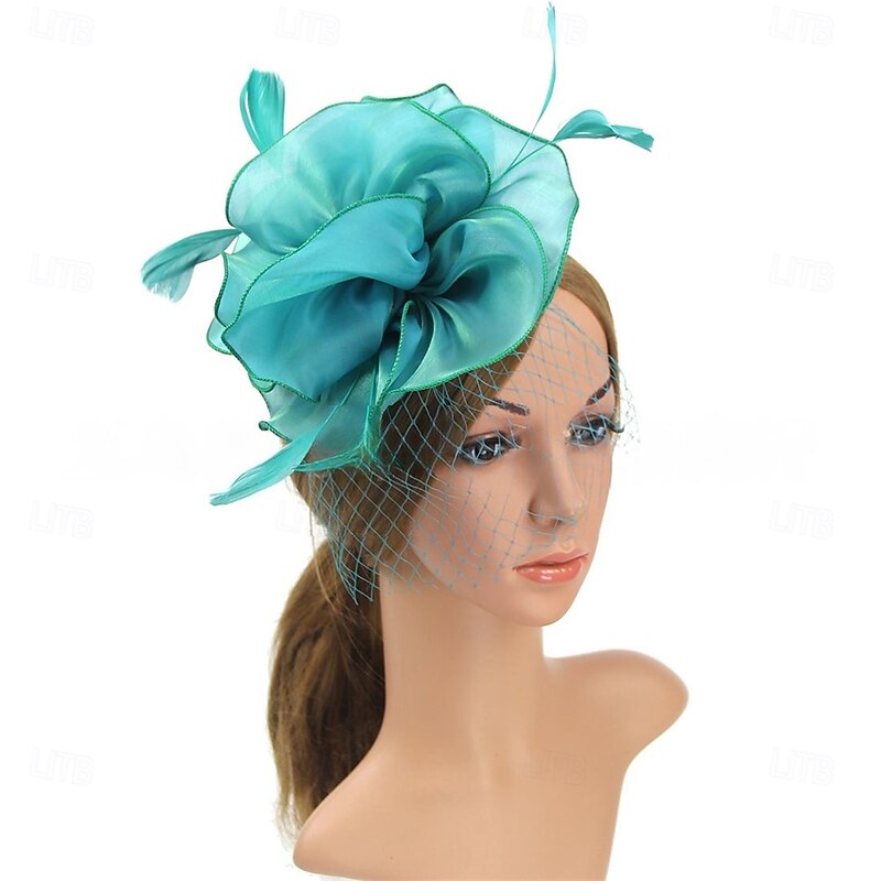 Headdress Fabric Feathers Fedora Hat Horse Race Vintage Cute With Feather Floral Headpiece Headwear2