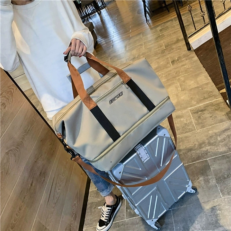 Weekender Bag Travel Duffel Bag with Shoe Compartment, Large Capacity Carry On Tote for Women, Gym Bag with Trolley Sleeve for Short Trips, Business Travel, Overnight, Handbag for Luggage4