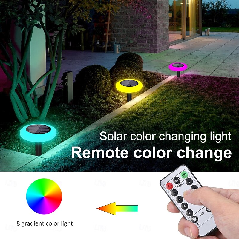 1 Pc LED Solar Groud Lights Outdoor Waterproof RGB Colorful Light Pool Light Ground Plug in Dual purpose Split Design IP65 Waterproof Courtyard Garden Lawn Path Pool Fountain Landscape Decorative Light3