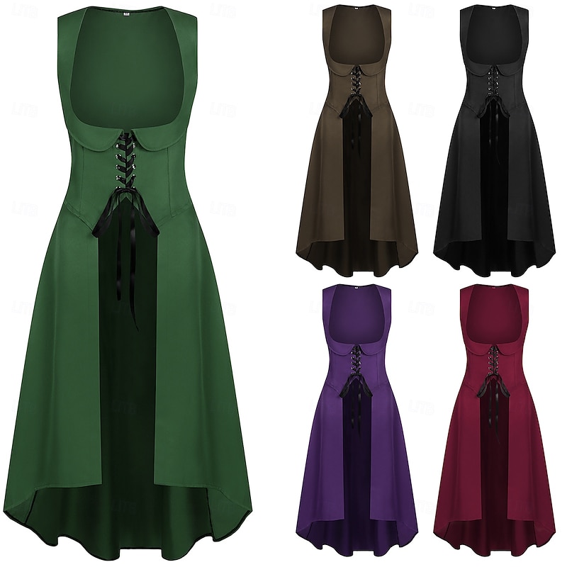 Medieval Renaissance Cocktail Dress Cosplay Costume Prom Dress Viking Outlander Fancy Dress Women's Celtic Pirate Steampunk Masquerade LARP Ren Faire Festival Adults' Dress