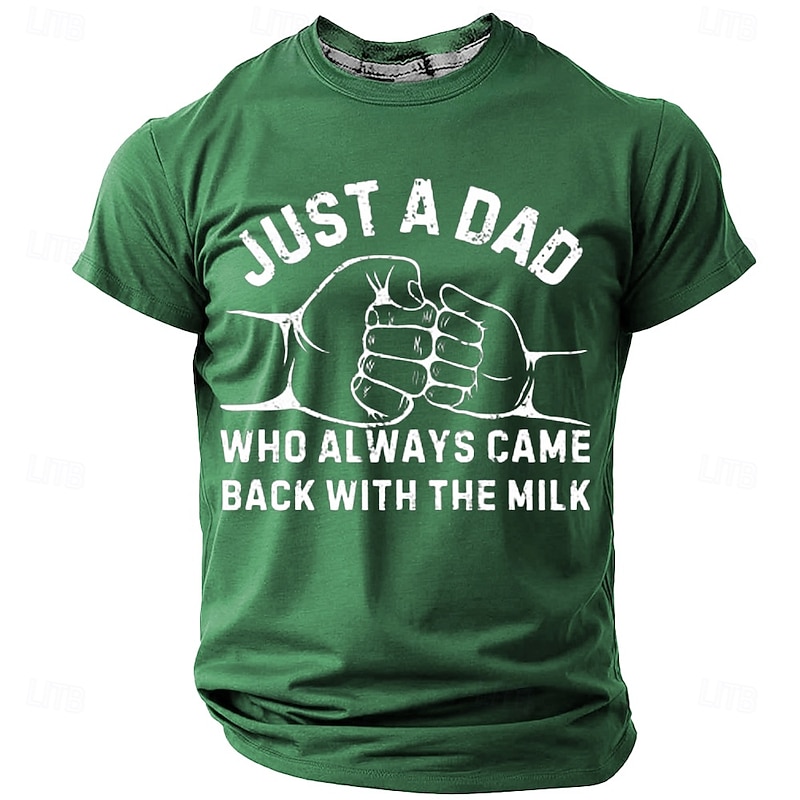 Men's Funny Dad Graphic T-Shirt: 'Just a Dad Who Always Came Back With The Milk' Short Sleeve3