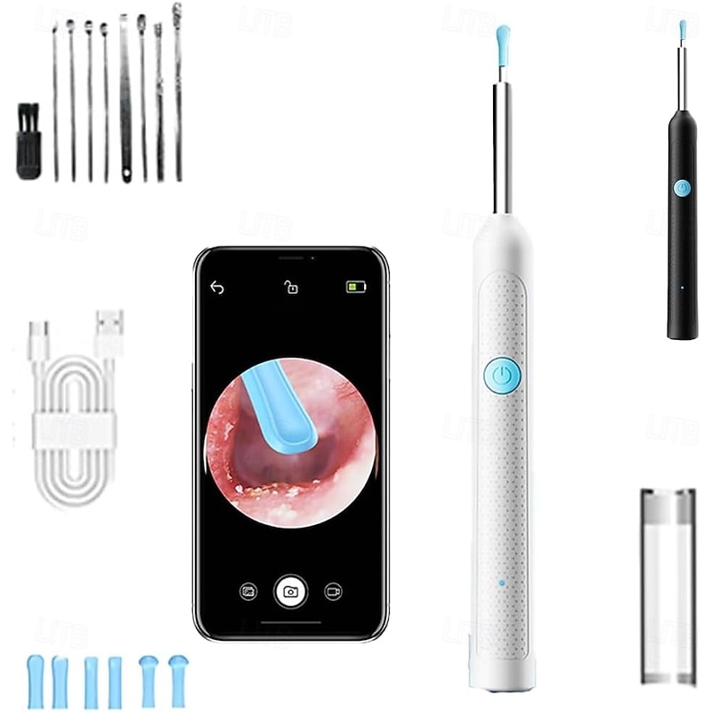 Ear Wax Removal Tool with Camera,Light up Ear Wax Removal Tool,Ear Cleaner Earwax Removal Kit with 9 PCS Ear Set,HD Otoscope, Replacement Tip and LED Light for Ear/Nose/Throat Examination