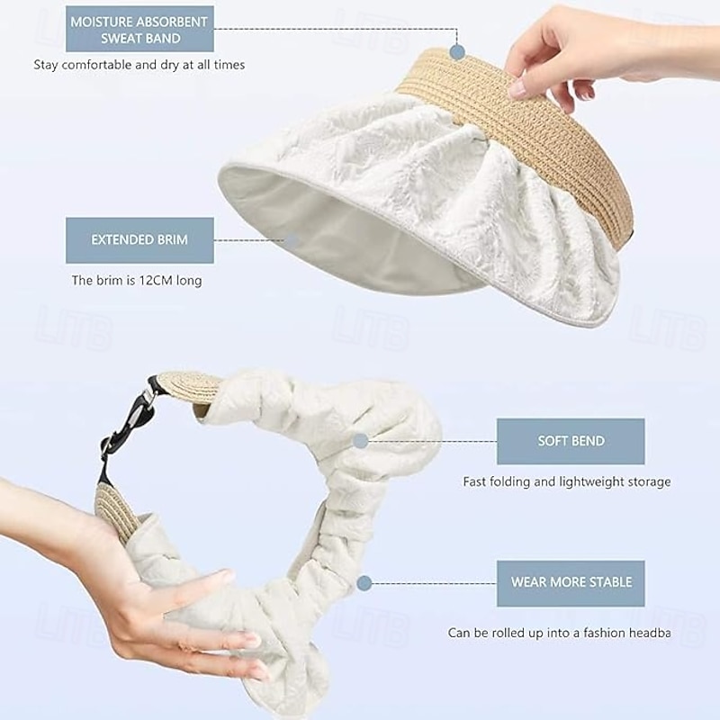 Summer Sun Hat for Women with Large Brim Empty top Hat Shell Hat With Anti-ultraviolet Coating