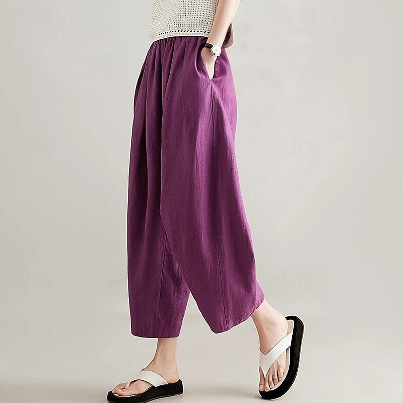Retro Vintage Medieval Renaissance Ankle Length Pants Wide Leg Pants Solid Color Fancy Dress Women's Vacation Casual Daily Adults' Pants Spring & Summer4