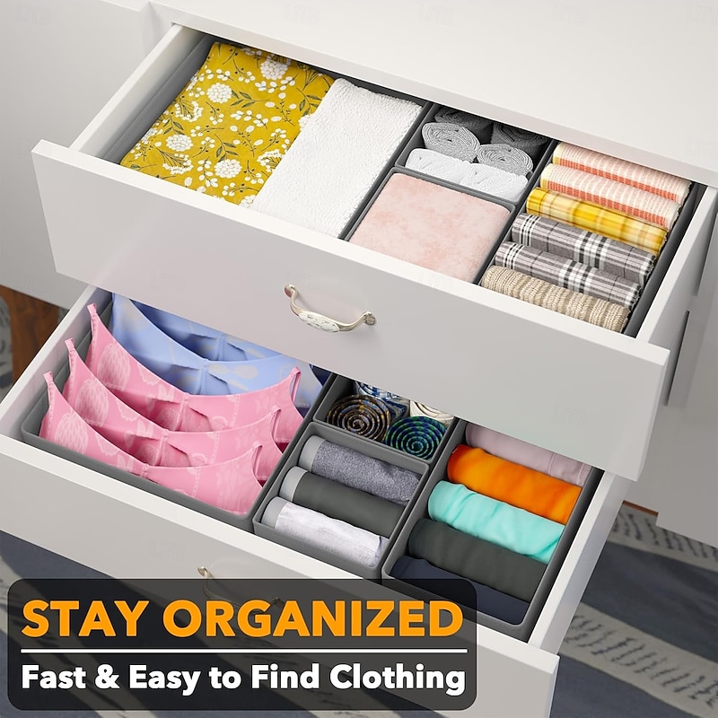 Drawer Organizer Clothes, 12 Pack Dresser Organizer Bins for Nursery, Closet Organization and Storage Dividers for Clothing, Baby Clothes, Underwears, Socks3