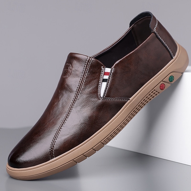 Men's Slip-On Faux Leather Loafers – Stylish Casual Dress Shoes for Business, Office and Everyday Wear