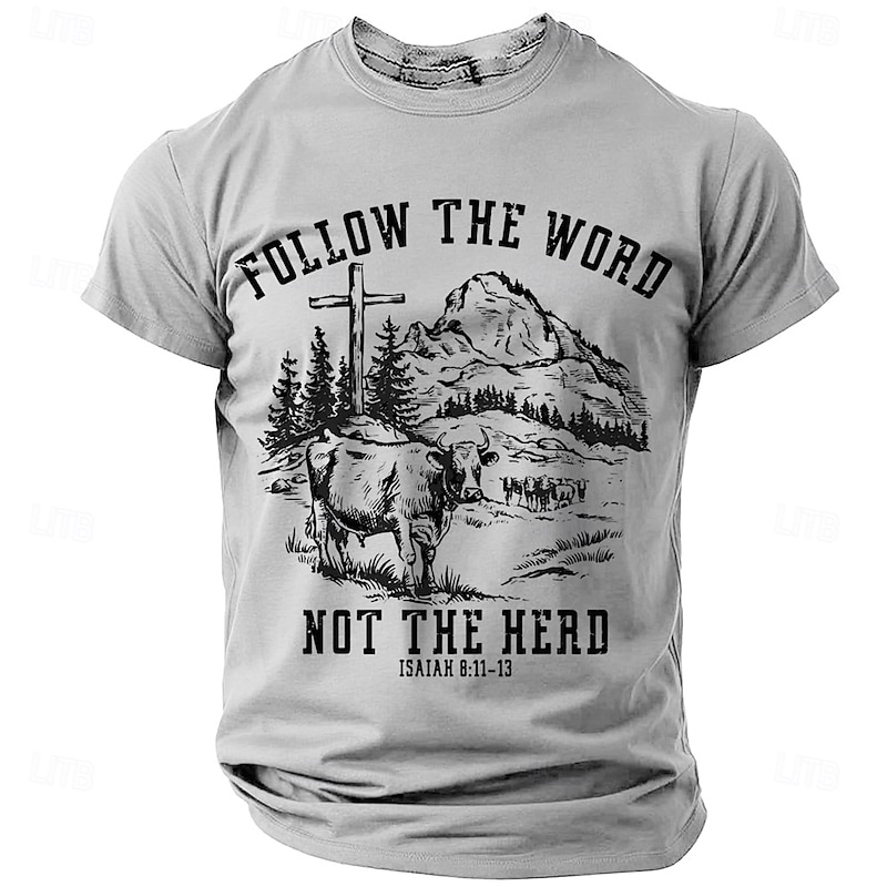 Men's Christian T Shirt Short Sleeve T shirt 3D Print Crew Neck Shirt Fashion Daily Casual Street Casual Daily Green Khaki Gray Summer Spring All Seasons Clothing Apparel S M L XL XXL XXXL2