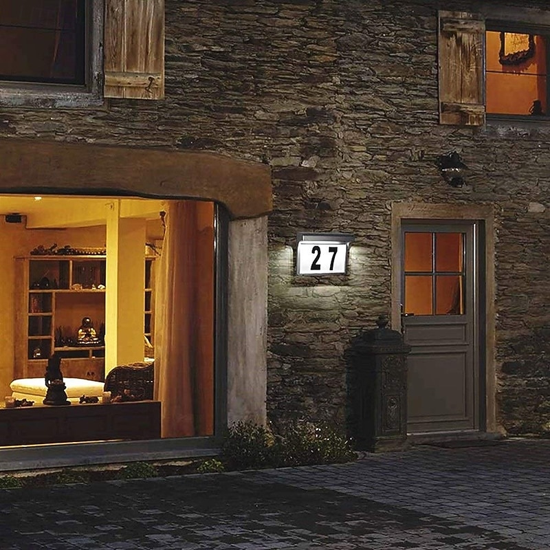 1 Pc Outdoor Solar Door Number Lamp Wall Lights IP55 Waterproof White Light Courtyard Garden Lighting Street Sign Lamp  House Number Lights3
