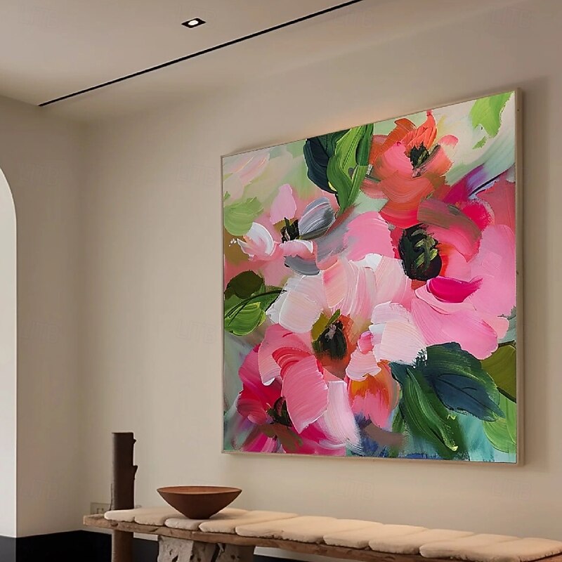 Large Flower Landscape Oil Painting On Canvas handmade Pastel Floral Painting Spring Hand painted Flower Scenery Painting Large oil paintings Wall Art flower oil painting for Living Room Decor4