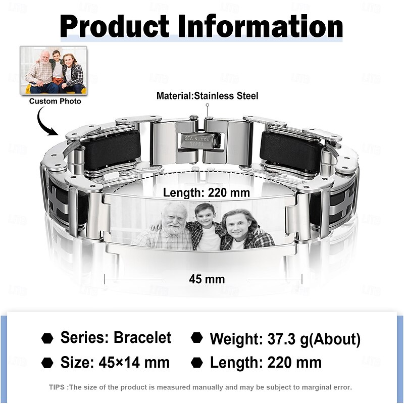 Personalized Photo Bracelet Custom Best Gift for Dad for Men Family, Lover, Friend - Engraved with Precious Memories for Elegant and Meaningful Keepsake3