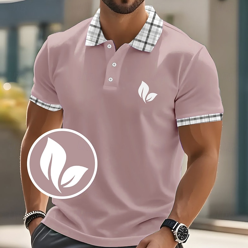 Men's Graphic Polo Short Sleeve Polo Shirts Collared Shirts Casual School Outdoor Athleisure Daily Wear 3D Print Summer White Pink Blue3