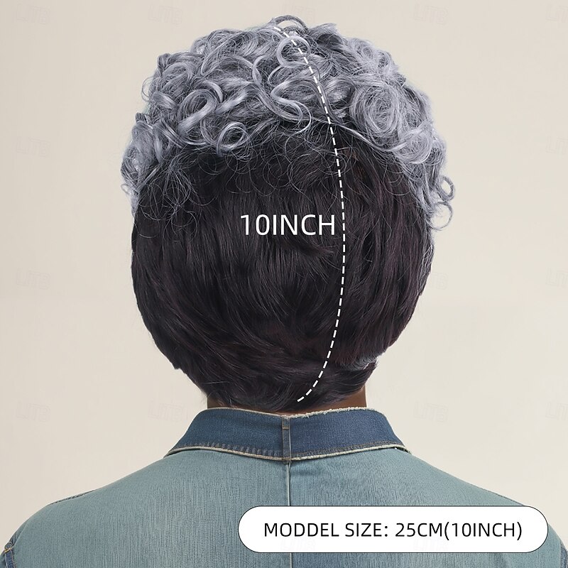 Synthetic Wig Curly Bouncy Curl Bob Layered Haircut Machine Made Wig 10 inch A1 Synthetic Hair Women's Elastic Comfortable Highlighted / Balayage Hair Gray3