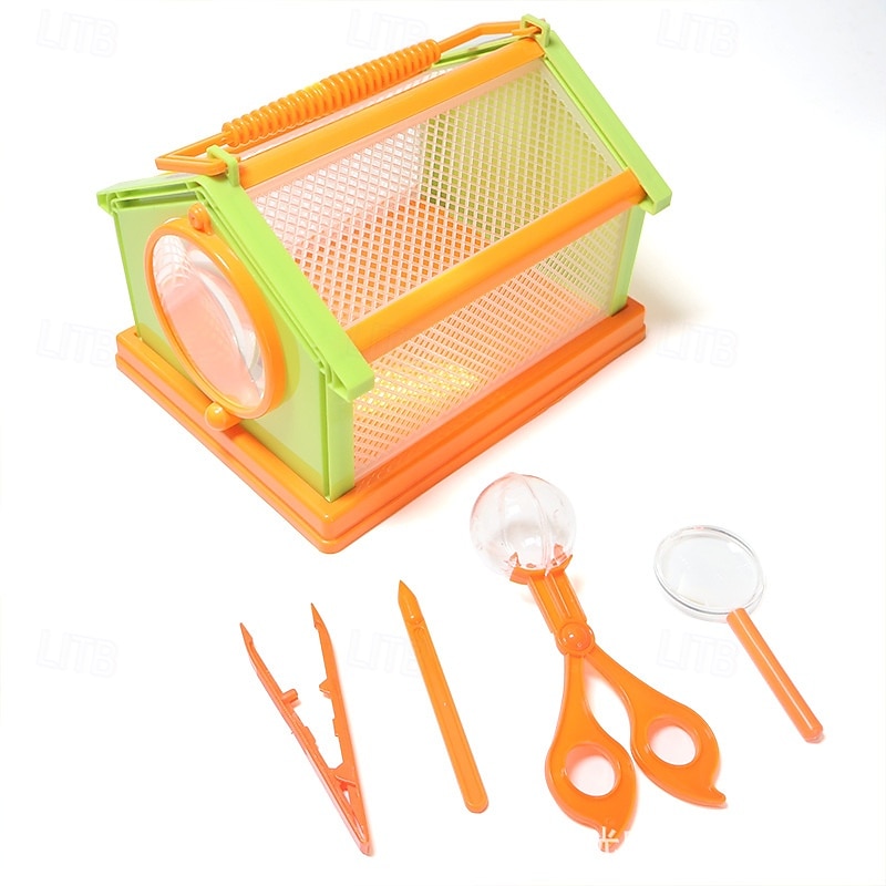 Children's Outdoor Exploration Science and Education Puzzle Toy 5-piece Set DIY Insect Cage Insect Clip Magnifying Glass2