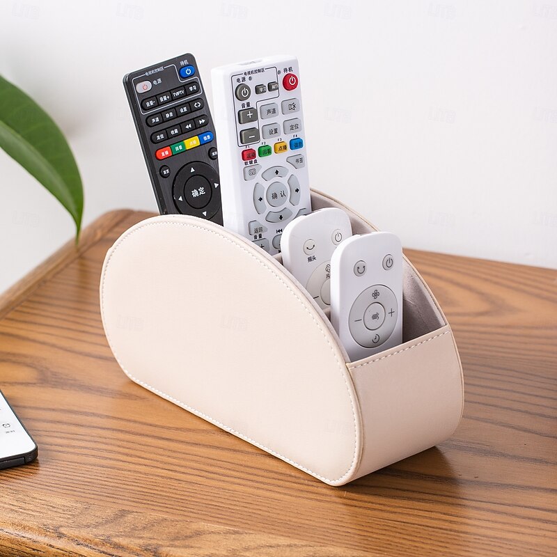 PU Leather Remote Control Organizer Box, Makeup Storage Holder, Desktop Organizer for Office and Living Room, Home Storage Box for Cosmetics and Accessories4