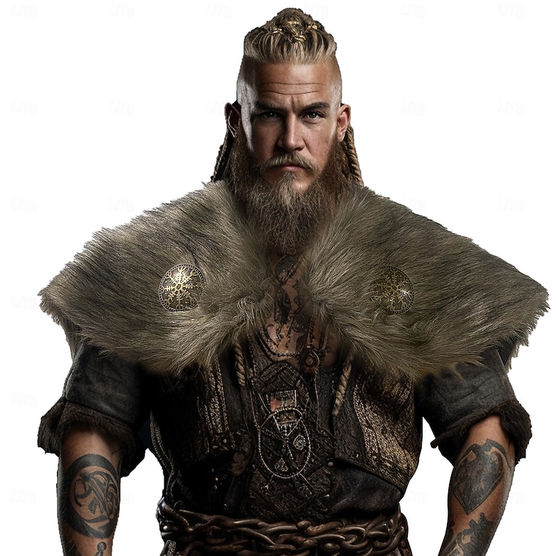 Retro Vintage Medieval Masquerade Faux Fur Shawl Viking Fancy Dress Men's Viking Carnival New Year Masquerade Event / Party Adults' Shawl Fall & Winter2
