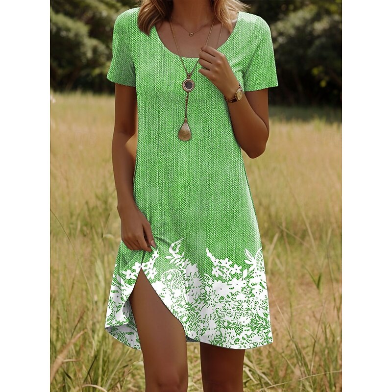 Women's Mini Dress T Shirt Dress Tee Dress A Line Dress Summer Dress Casual Daily Regular Fit Floral Graphic Short Sleeve Crewneck Pink Blue Purple Green Summer Spring4