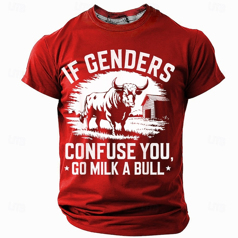 Men's Graphic Short Sleeve T-Shirt: 'If Genders Confuse You, Go Milk A Bull' Humor Tee3