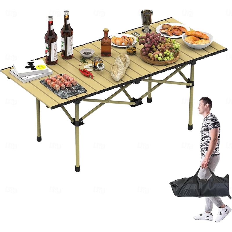 Folding Camping Table, Portable Beach Table,with Portable Bag, Suitable for Indoor, Outdoor, Camping, Backyard, Party, Patio, The Camping Table at The Beach