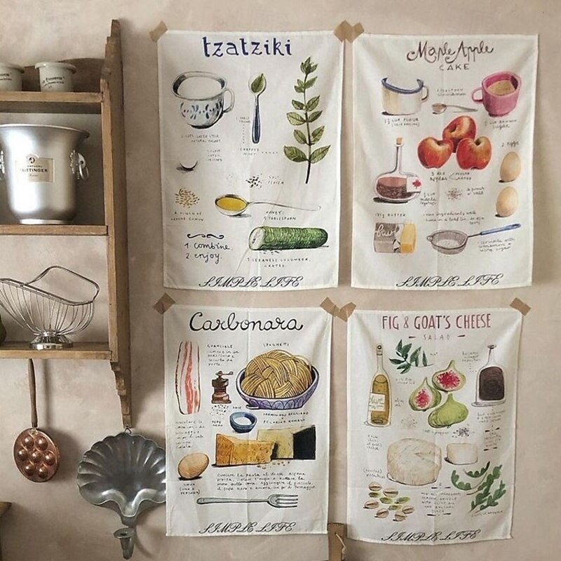 Classic Pure Cotton English Printed Placemats, Restaurant Table Decorations, Hanging Towels, Shooting Background Cloth4