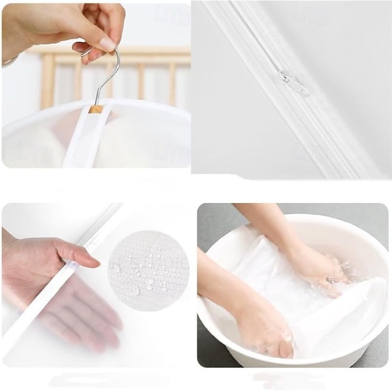 5 Pack Space Saving Hanging Garment Bags with Self Compression Zipper, Dust Cover for Coats Down Jackets, Closet Clothes Organizer with Clear Window4