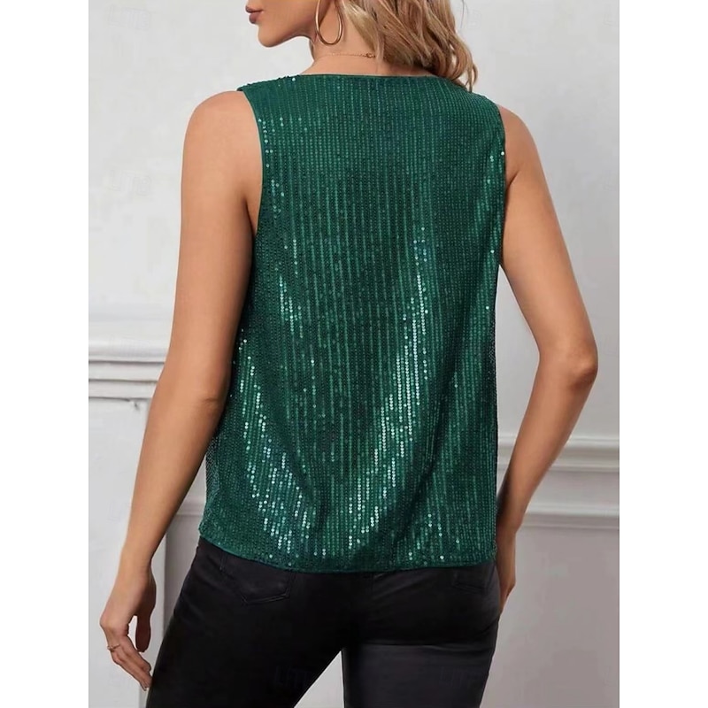 Women's Camisole Tank Top Solid Color Daily Casual Sleeveless Strap Regular Tops Daily Sequins Black Champagne Wine Green Summer Spring3