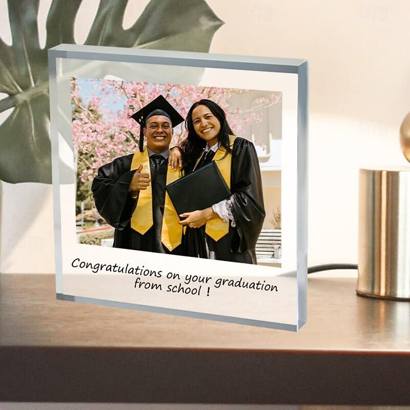 Personalized Graduation Photo Block Acrylic Custom Glass Photo Block Acrylic Block Photo Crystal Wedding Gift Birthday Father's Day Weddings