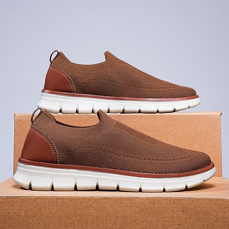 Men's Slip-On Knit Sneakers – Lightweight Breathable Casual Walking Shoes for Summer Travel and Daily Wear2