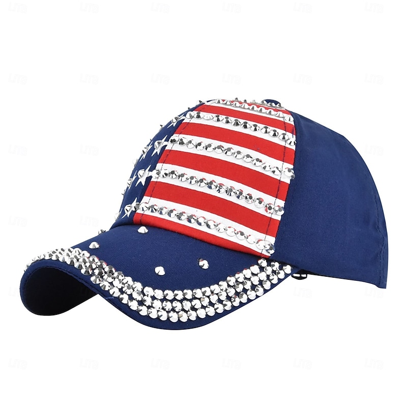 Patriotic American Flag Baseball Cap USA Sparkle Hat for Men Women Summer Sun Cap3