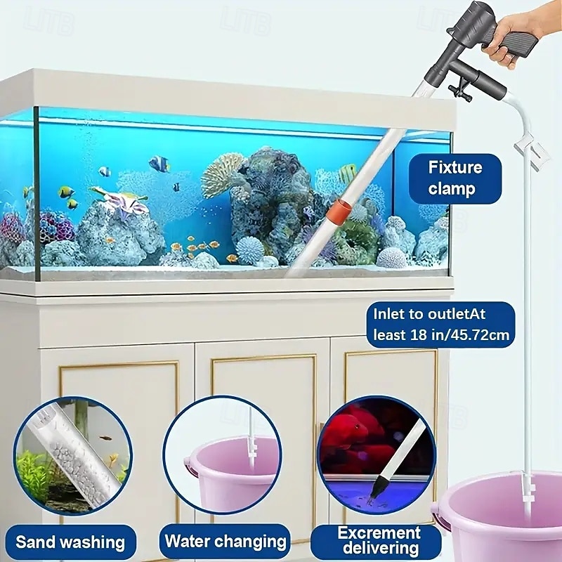 Newly Upgraded Fish Tank Water Changer With Air Pressure Button Long Nozzle Water Flow Controller for Cleaning Gravel and Sand in Fish Tanks3