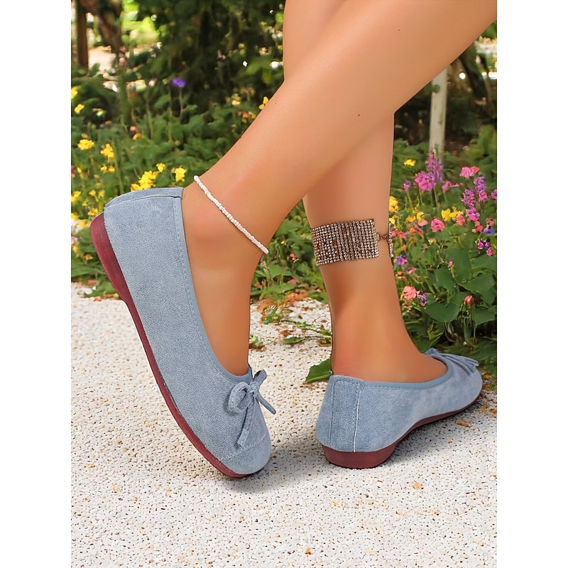 Women's Wide Toe Faux Suede Flats – Comfortable Round-Toe Slip-On Ballet Shoes for Casual Outings and All-Day Wear4
