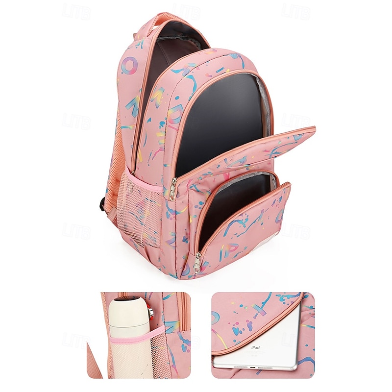 3-Piece School Backpack Set for Boys and Girls – Abstract Print Bookbag with Lunch Bag and Pencil Case, Durable and Lightweight for Elementary and Middle School3