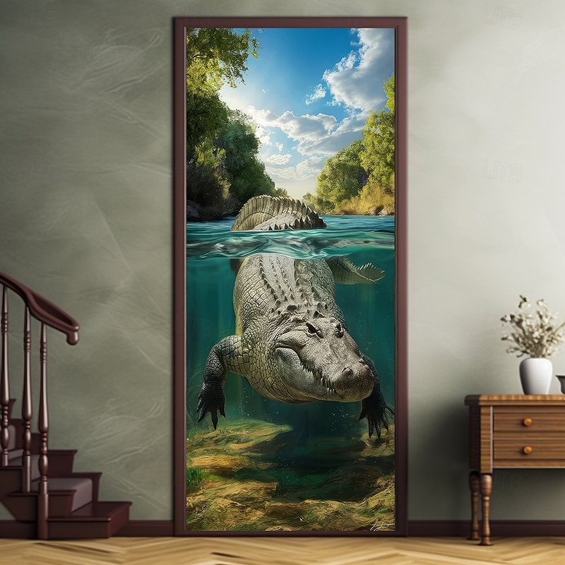 Animal Crocodile Door Decorations Door Covers Door Tapestry Door Curtain Decoration Backdrop Indoor/Outdoor Door Banner for Front Door Farmhouse2