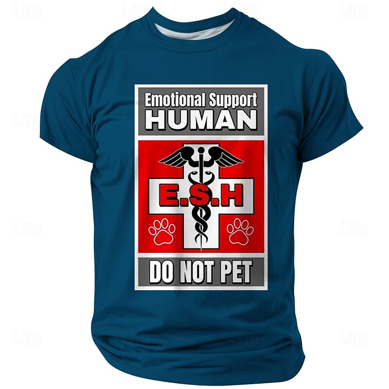 Men's Funny Emotional Support Human E.S.H. Do Not Pet Graphic T-Shirt Short Sleeve2