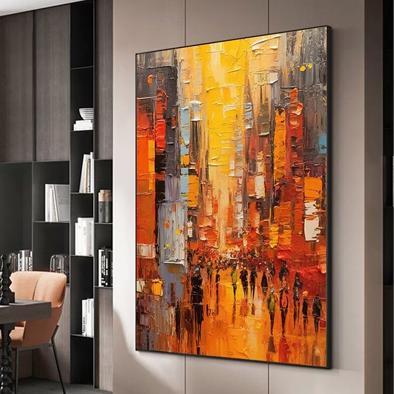 Handmade Oil Painting Canvas Wall Art Decoration Abstract Street Landscape for Home Decor Rolled Frameless Unstretched Painting3