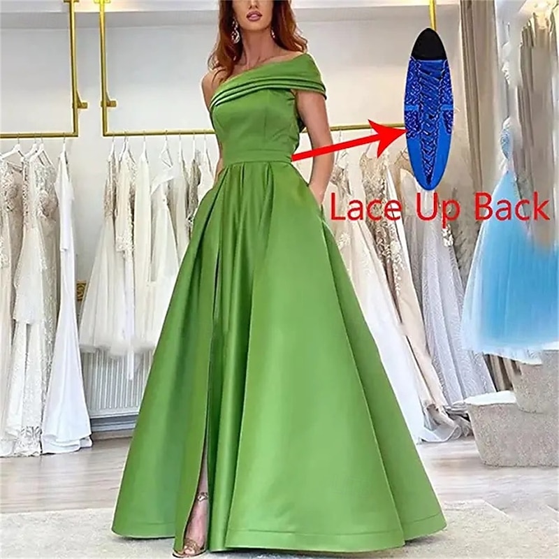 A-Line Quinceanera Dresses Elegant Dress Wedding Wedding Guest Floor Length Sleeveless One Shoulder Polyester Backless with Slit3