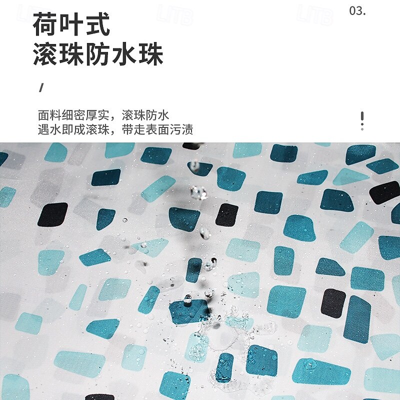 Shower Curtain with Hooks 180cm*180cm(70"*70") Polyester Machine Washable Waterproof Geometric Blue Purple Pattern2