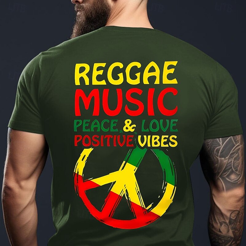 Reggae Music Peace Love Positive Vibes Men's Graphic T-Shirt3