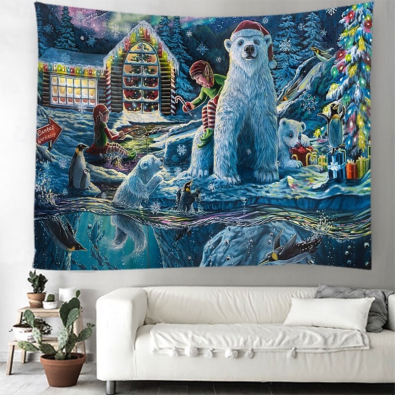 Dakota Daetwiler Hanging Tapestry Wall Art Large Tapestry Mural Decor Photograph Backdrop Blanket Curtain Home Bedroom Living Room Decoration "Christmas Eve at the Workshop" - by Dakota Daetwiler4
